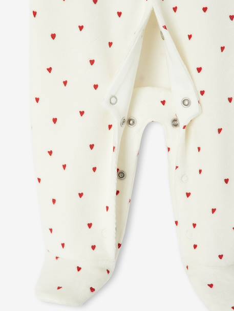 Pack of 3 Velour 'Hearts' Sleepsuits for Newborns night blue - vertbaudet enfant 