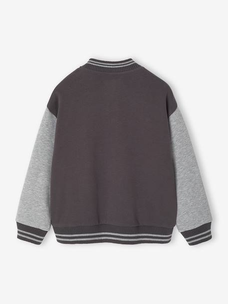 College-Type Jacket in Fleece, Patch in Bouclé Knit, for Boys anthracite+emerald green+fir green+navy blue - vertbaudet enfant 