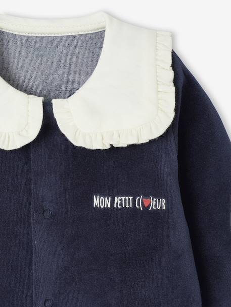 Lot de 3 pyjamas bébé fille 'c½urs' en velours bleu nuit - vertbaudet enfant 