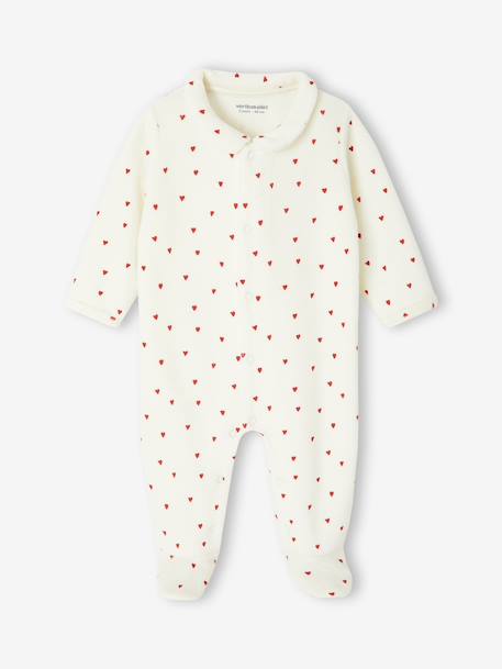 Pack of 3 Velour 'Hearts' Sleepsuits for Newborns night blue - vertbaudet enfant 