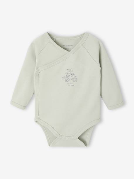 Pack of 2 Long-Sleeved Bodysuits, Newborn Special aqua green+beige+rose - vertbaudet enfant 