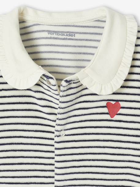 Pack of 3 Velour 'Hearts' Sleepsuits for Newborns night blue - vertbaudet enfant 