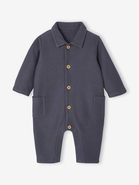 Twill Jumpsuit for Newborns slate blue - vertbaudet enfant 