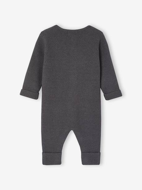 Combinaison en côtes bébé manches longues anthracite+beige chiné+gris chiné - vertbaudet enfant 