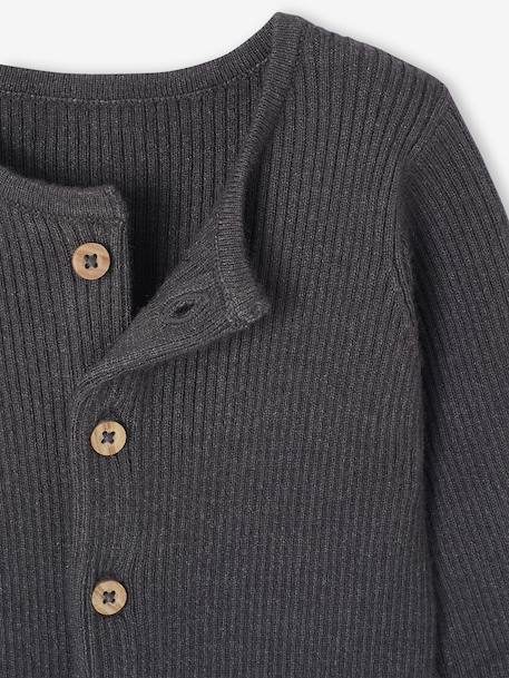 Combinaison en côtes bébé manches longues anthracite+beige chiné+gris chiné - vertbaudet enfant 