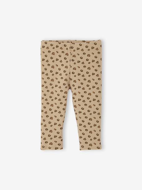 Printed Ribbed Knit Leggings for Babies anthracite+taupe - vertbaudet enfant 