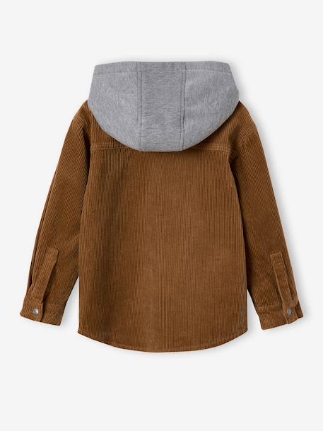 Corduroy Shirt with Fleece Hood, for Boys camel - vertbaudet enfant 