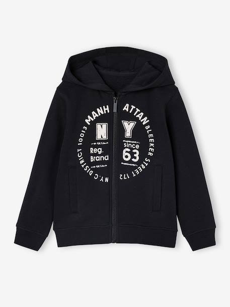 Basics Zipped Sports Jacket with Hood for Boys 6400+anthracite+fir green - vertbaudet enfant 