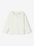 Long-sleeved T-shirt for babies with English embroidery ruffled collar ecru+khaki - vertbaudet enfant 