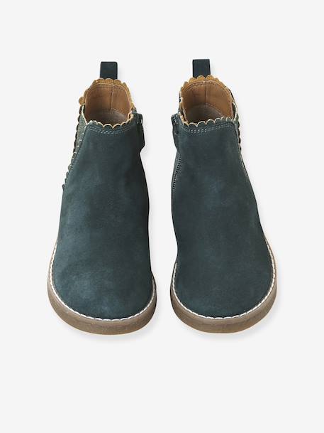 Leather Boots for Girls bordeaux red+camel+gold+green+navy blue - vertbaudet enfant 