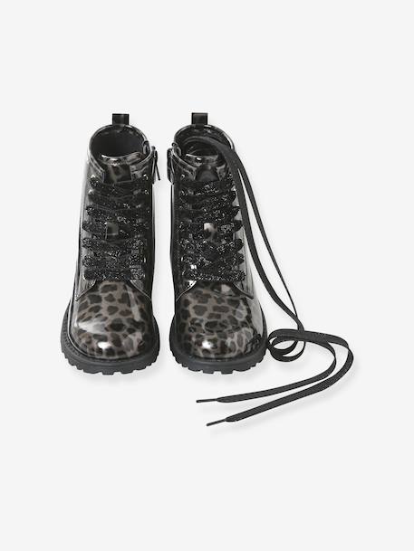 Patent Boots with Laces & Zip, for Girls black+printed black - vertbaudet enfant 