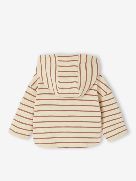 Striped Hooded Top for Baby Boys crystal blue+sandy beige+tomato red - vertbaudet enfant 