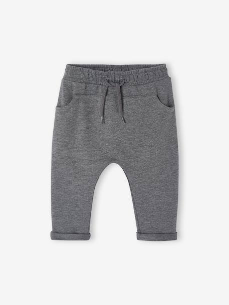 Lot de 2 pantalons bébé en molleton bleu jean+cappuccino+taupe - vertbaudet enfant 