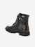 Bottines enfant fille vernies synthétique zippées noir+noir imprimé - vertbaudet enfant 