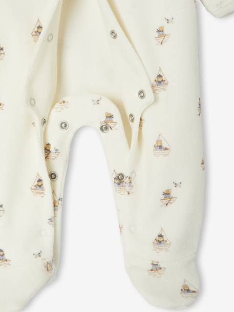 Pack of 3 Velour Sleepsuits for Newborns night blue - vertbaudet enfant 