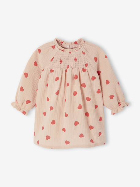 Baby dress printed with little hearts rosy - vertbaudet enfant 