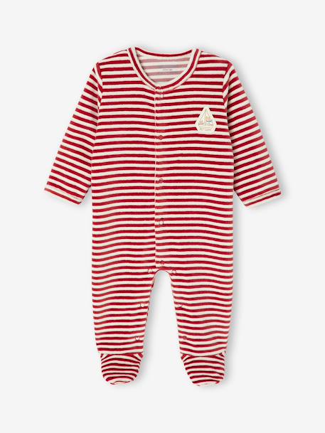 Pack of 3 Velour Sleepsuits for Newborns night blue - vertbaudet enfant 