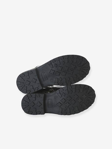 Bottines enfant fille vernies synthétique zippées noir+noir imprimé - vertbaudet enfant 