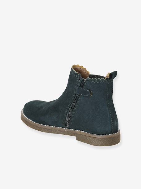 Leather Boots for Girls bordeaux red+camel+gold+green+navy blue - vertbaudet enfant 