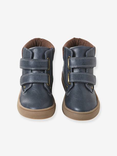 Boys' synthetic boots with hook and loop fasteners navy blue - vertbaudet enfant 