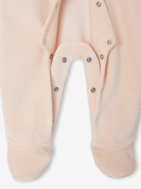 Pack of 2 Velour Sleepsuits for Newborns aqua green+beige+rose - vertbaudet enfant 