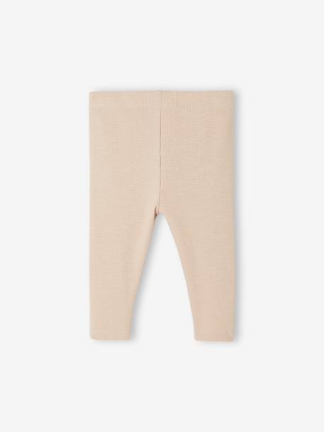 Ribbed Knit Leggings for Babies green+pale pink+rosy - vertbaudet enfant 