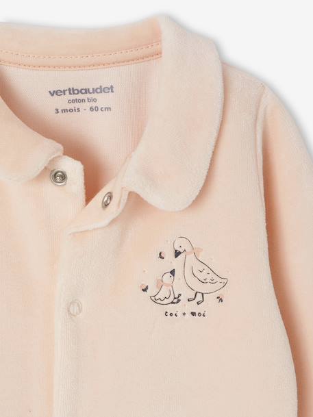 Lot de 2 pyjamas bébé naissance en velours beige+rose+vert d'eau - vertbaudet enfant 