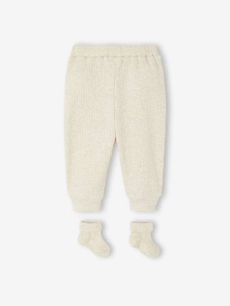Set of Plain Trousers & Socks marl beige - vertbaudet enfant 