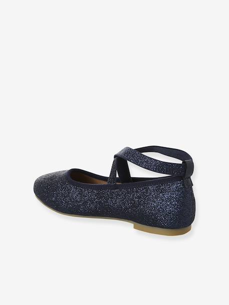 Elasticated cross strap ballerinas for children, nursery collection navy blue - vertbaudet enfant 