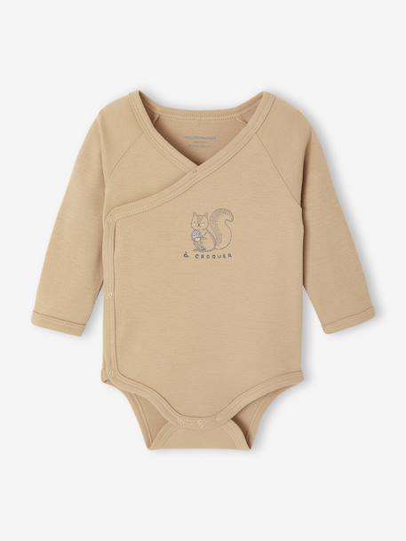 Pack of 2 Long-Sleeved Bodysuits, Newborn Special aqua green+beige+rose - vertbaudet enfant 