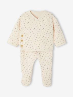 -Ensemble matelassé gilet + pantalon à pieds entièrement imprimé