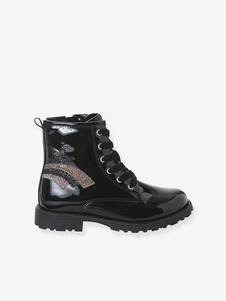 Laced and zipped ankle boots for children, nursery collection black - vertbaudet enfant 