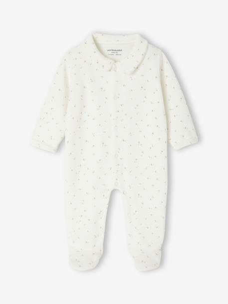 Pack of 2 Velour Sleepsuits for Newborns aqua green+beige+rose - vertbaudet enfant 