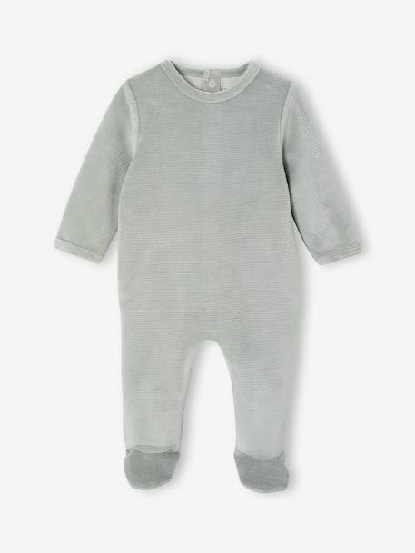 Pack of 2 Velour Sleepsuits for Newborns marl grey - vertbaudet enfant 