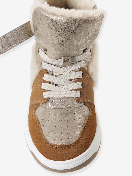 Girls' faux fur lined synthetic trainers camel - vertbaudet enfant 