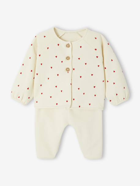 Ensemble naissance molletonné gilet + pantalon bleu+écru - vertbaudet enfant 