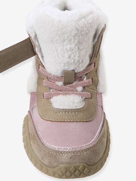Synthetic Faux Fur-Lined Trainers for Girls set pink - vertbaudet enfant 