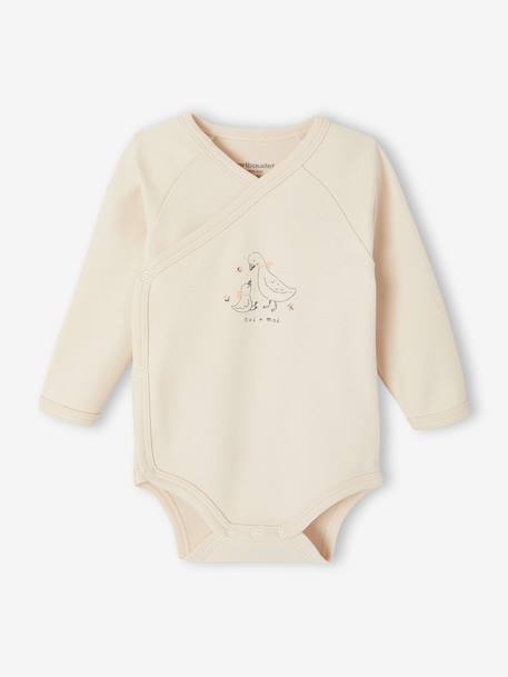 Pack of 2 Long-Sleeved Bodysuits, Newborn Special aqua green+beige+rose - vertbaudet enfant 