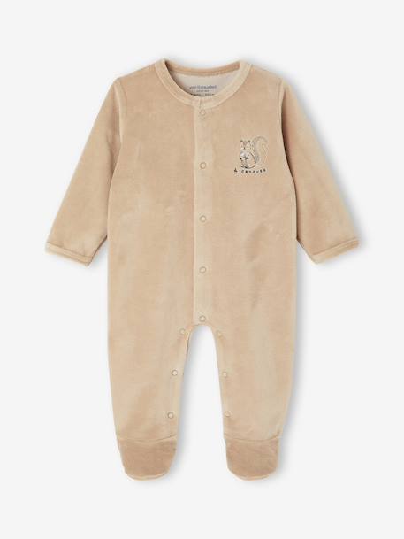 Lot de 2 pyjamas bébé naissance en velours beige+rose+vert d'eau - vertbaudet enfant 