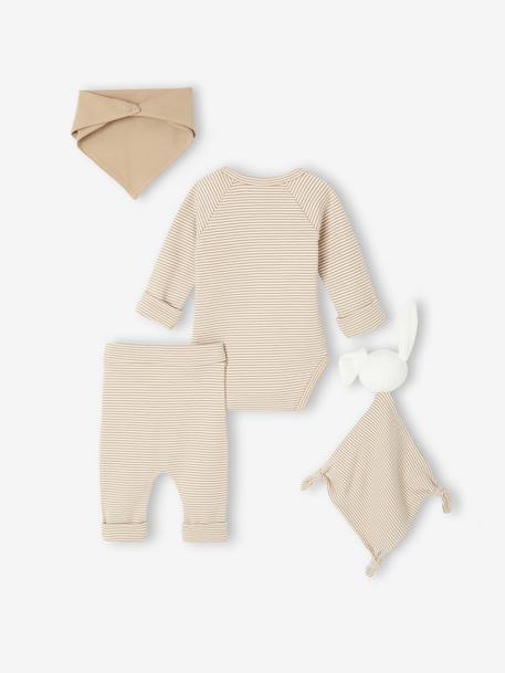 4-Piece Size-Adaptable Set for Newborns: Bodysuit + Leggings + Bib + Comforter ecru - vertbaudet enfant 