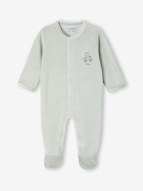 Pack of 2 Velour Sleepsuits for Newborns aqua green+beige+rose - vertbaudet enfant 