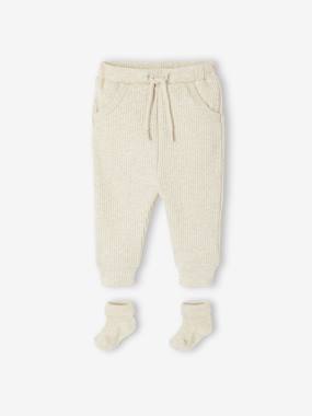 -Set of Plain Trousers & Socks 