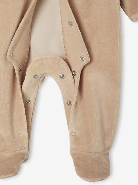 Pack of 2 Velour Sleepsuits for Newborns aqua green+beige+rose - vertbaudet enfant 