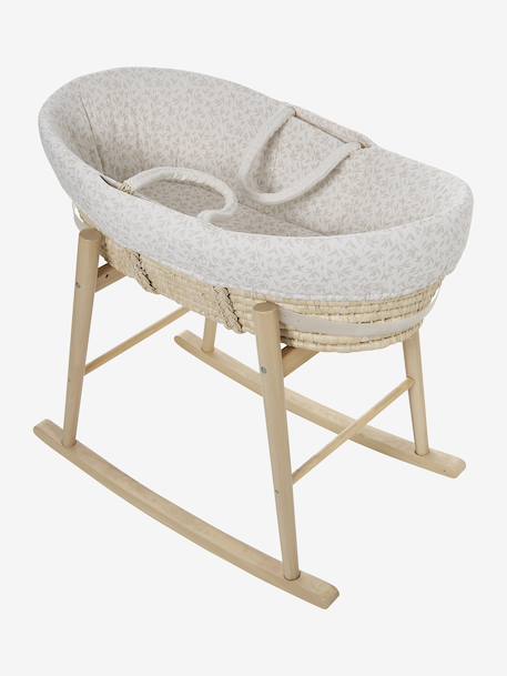 Carrycot Liner in Cotton Gauze grey blue+printed beige+white - vertbaudet enfant 