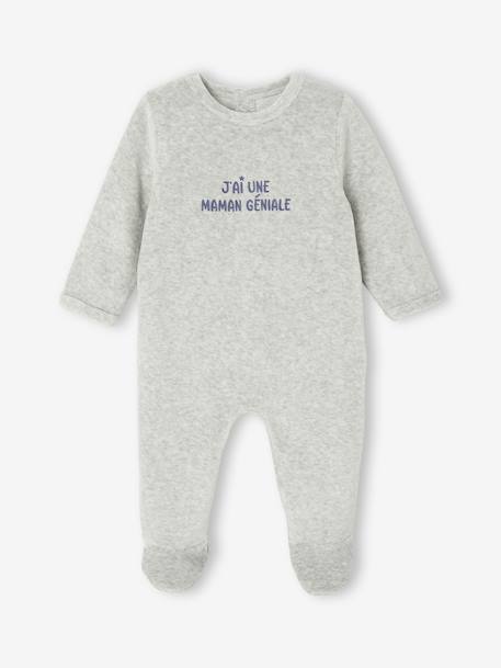 Pack of 2 Velour Sleepsuits for Newborns marl grey - vertbaudet enfant 
