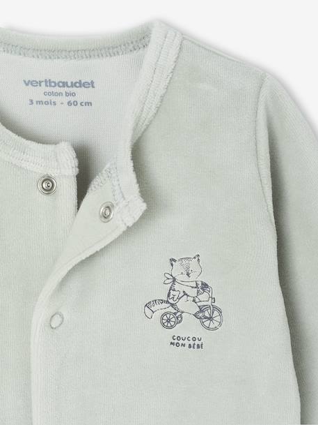 Pack of 2 Velour Sleepsuits for Newborns aqua green+beige+rose - vertbaudet enfant 