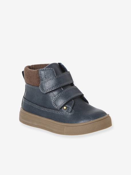 Boys' synthetic boots with hook and loop fasteners navy blue - vertbaudet enfant 