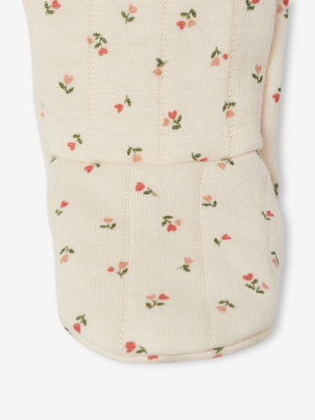 Quilted Set: Cardigan + Fully Printed Footed Trousers ecru+rose - vertbaudet enfant 