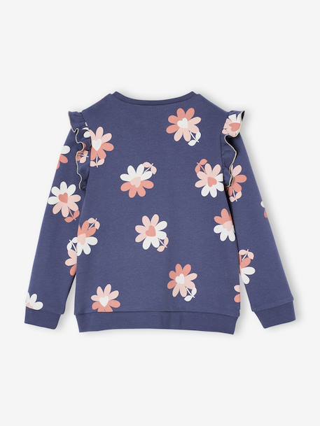 Sweat à volants fille détails fantaisie encre+vanille+vert de gris - vertbaudet enfant 