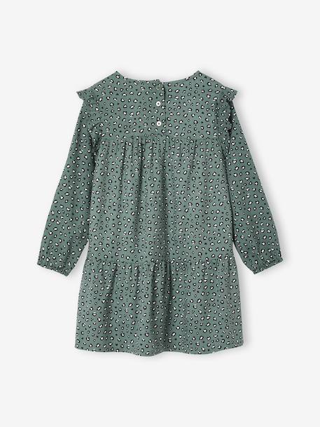 Printed Frilly Dress for Girls ecru+navy blue+sage green+vanilla - vertbaudet enfant 